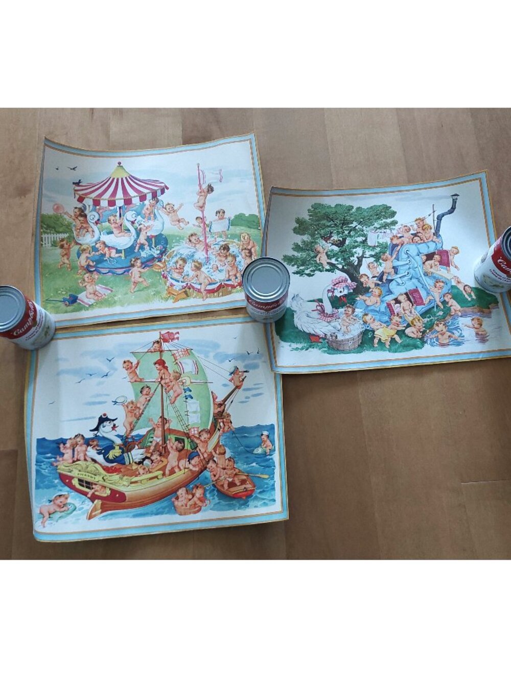 Vintage 1940s Swan Soap Swanny Babies Advertising Art Print Set Mother Goose